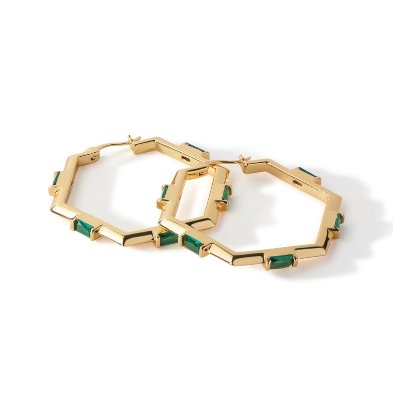 Thumbnail of The Claire Hoop Earrings - Medium - Emerald image