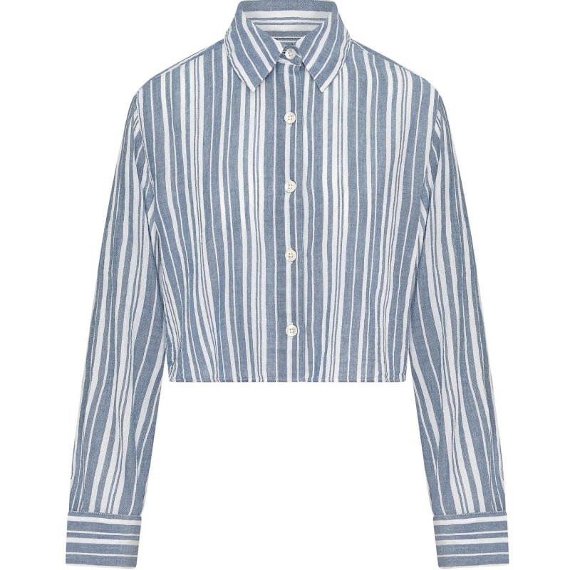 Thumbnail of The Cropped Shirt - French Navy Stripe image