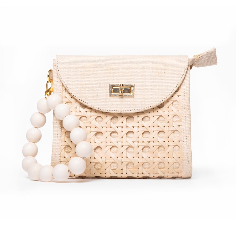 cream rattan bag