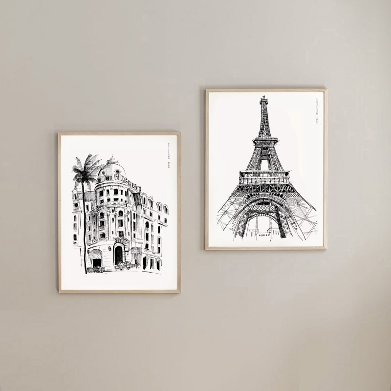 Thumbnail of Paris Wall Art, Eiffel Tower In Black And White Art Print: France Travel Poster image