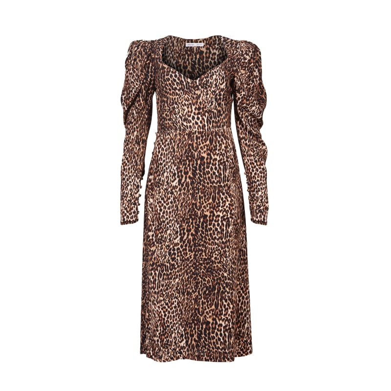 Thumbnail of The Genevieve Midi Dress Puff Sleeve In Leopard image