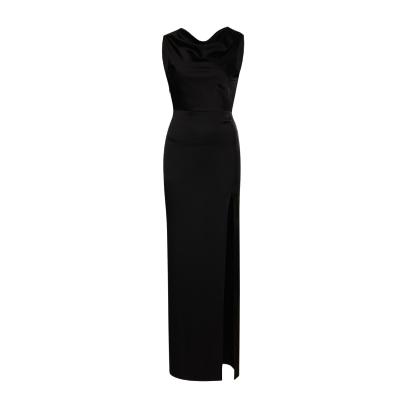 Thumbnail of Vest Floor Length Satin Dress - Harriet In Black image