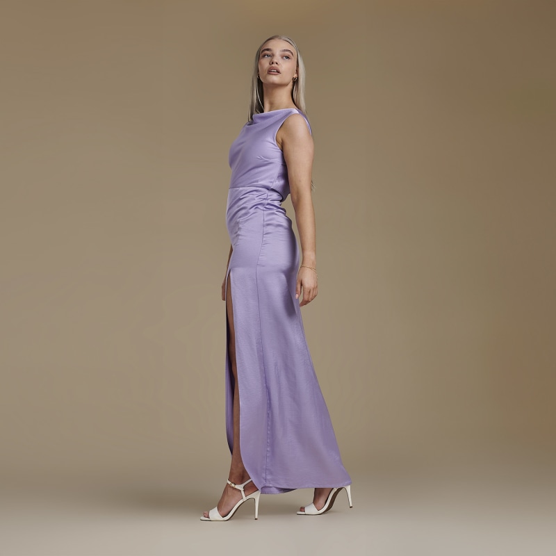 Thumbnail of Vest Floor Length Satin Dress - Harriet In Lavender image