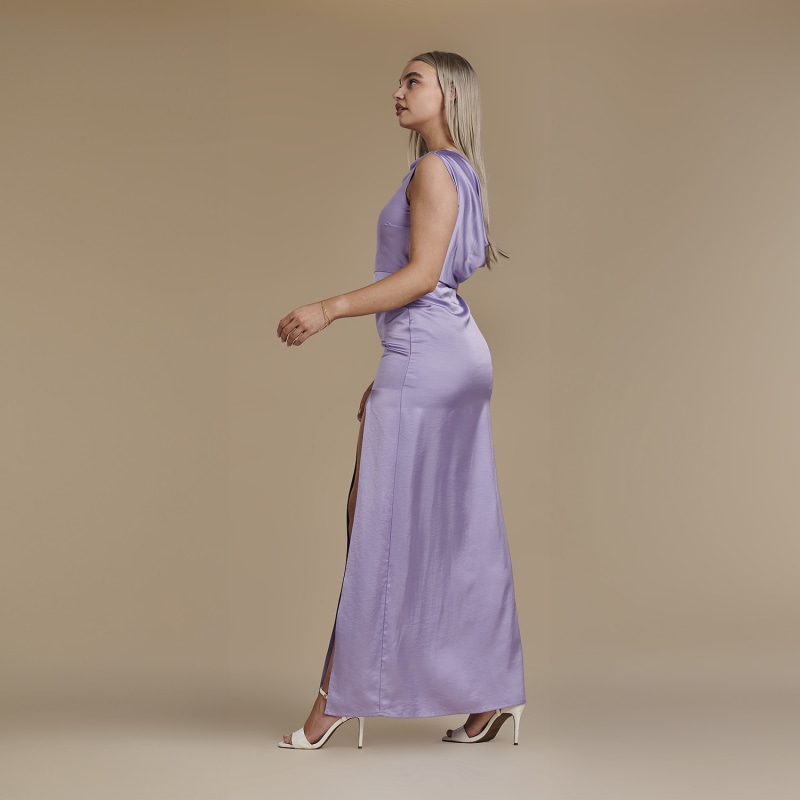 Thumbnail of Vest Floor Length Satin Dress - Harriet In Lavender image