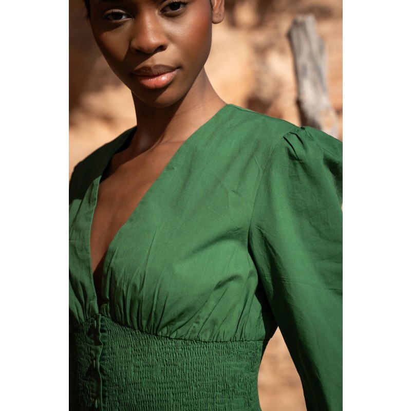 Thumbnail of The Kōr Organic Cotton Maxi Dress In Green image