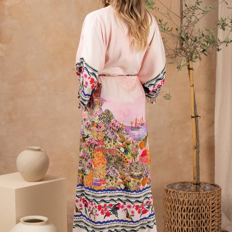 Thumbnail of The Libby Kimono-Style Sleeve Midi Dress With Tie Waist And Front Split image