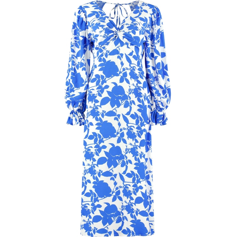 Thumbnail of The Maeve V Neck Long Sleeve Midi Dress In Blue Floral image