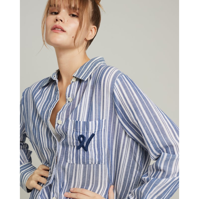 Thumbnail of The Midi Shirt - French Navy Stripe image