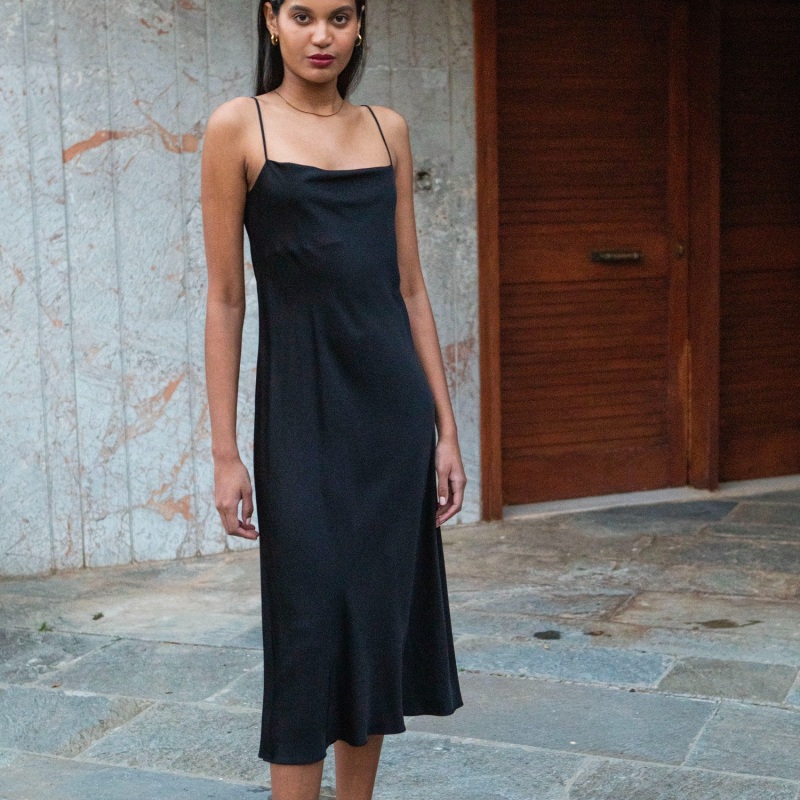 Thumbnail of The Midi Slipdress - Black image