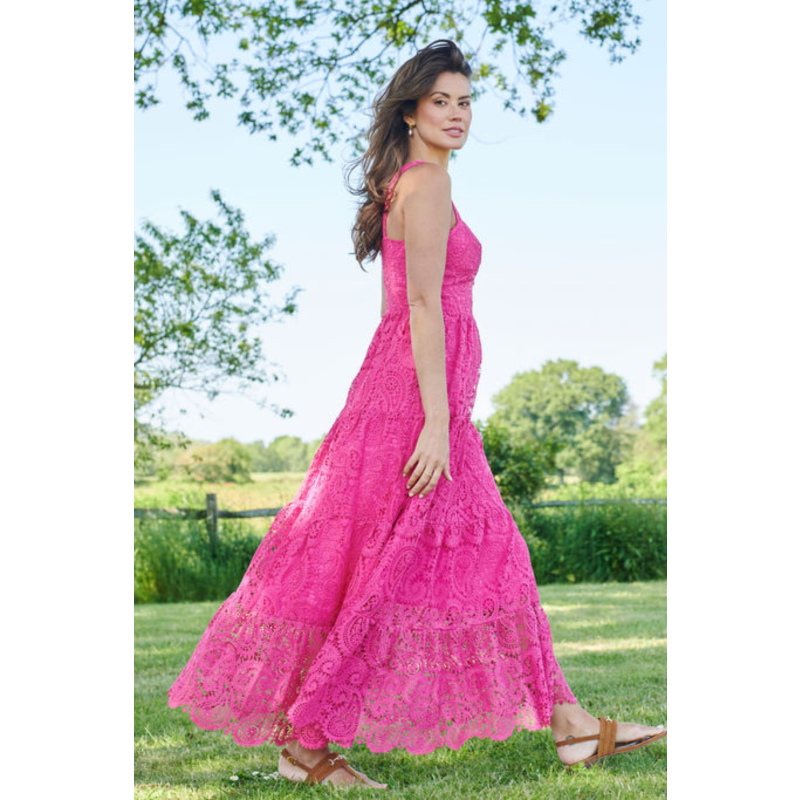 Thumbnail of The Monaco Lace Maxi Dress Hot Pink image