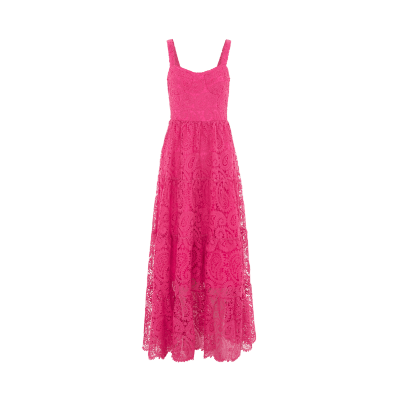 Thumbnail of The Monaco Lace Maxi Dress Hot Pink image