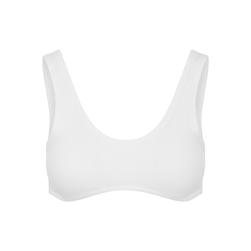 Thumbnail of The Organic Cotton Dip Front Bralette - Cotton White image