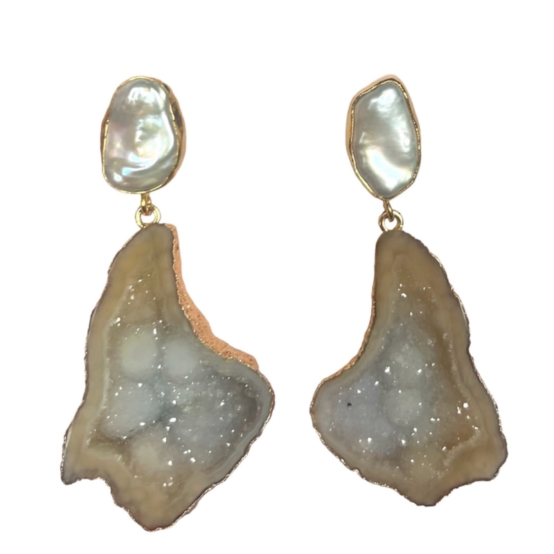 Thumbnail of The Pearl Rocks Yellow Earrings image