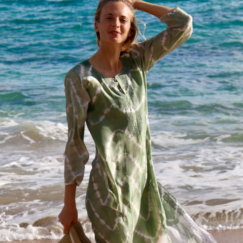 Thumbnail of The Pheme Silk Kaftan Sea Green image