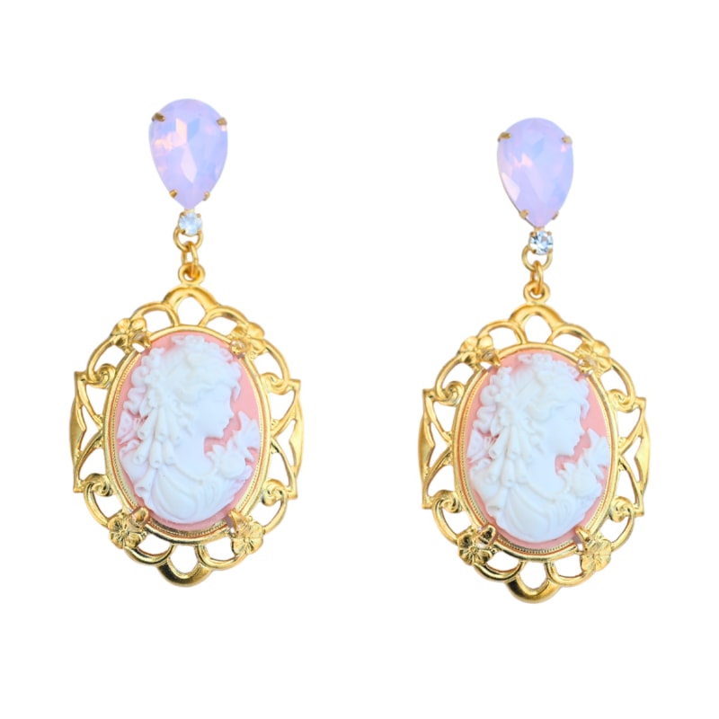 Thumbnail of The Pink Reef Deco Vintage Cameo Earrings image