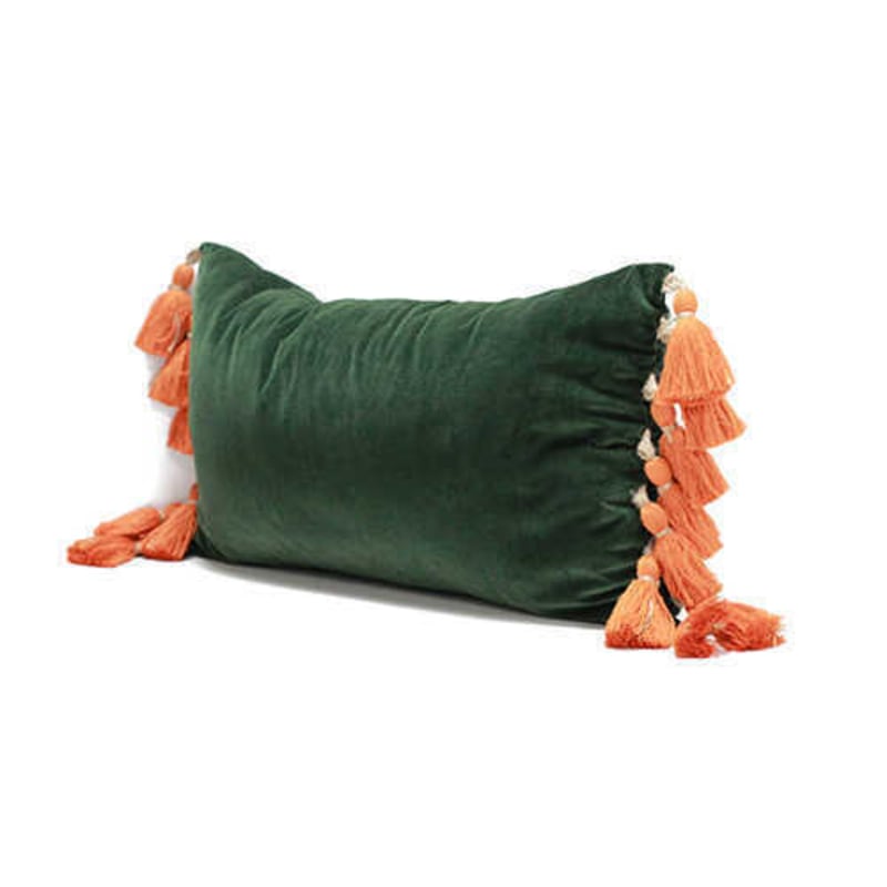 Green velvet lumbar pillow online