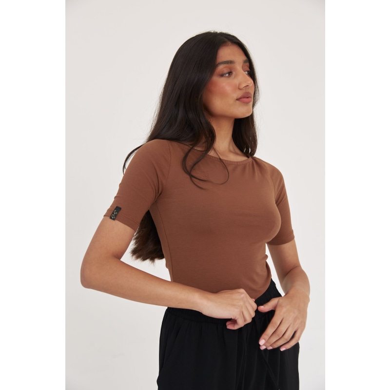 Seamless Scoop Neck Bodysuit — Chocolate