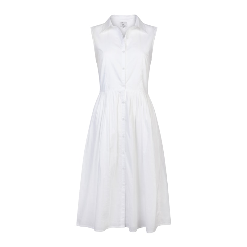 The Organic Cotton Midi Shirt Dress With Pockets In White, Aarabhi London