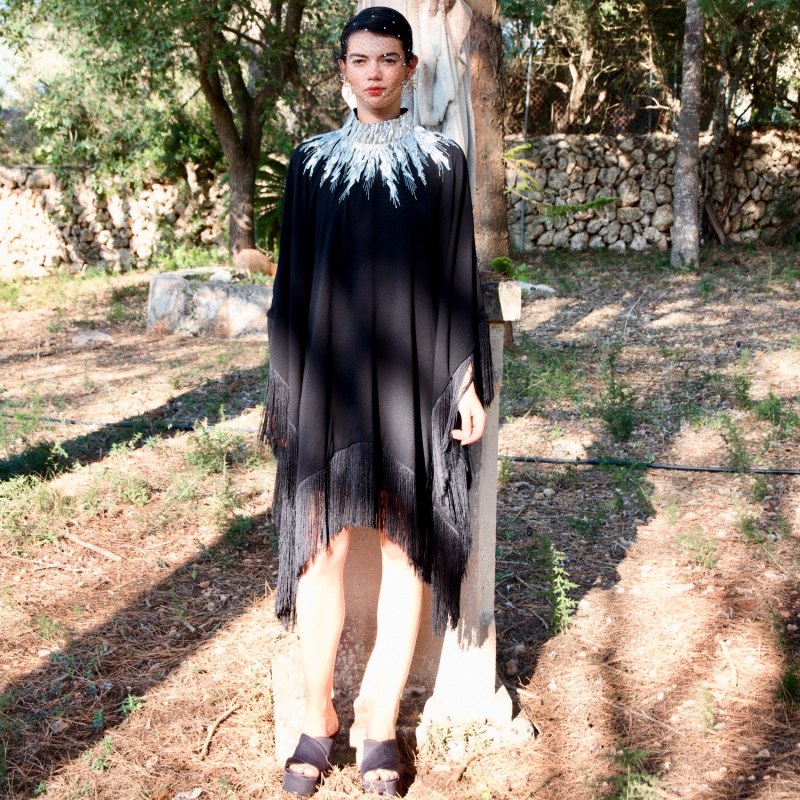 The Silver Sequin Feather Fringe Dress MIRAYAMA Wolf Badger
