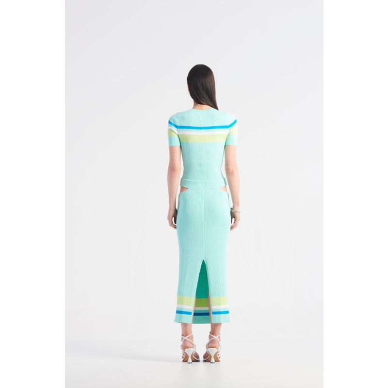 Thumbnail of The Sporty Stripe Knit Top - Sky Blue Stripe image