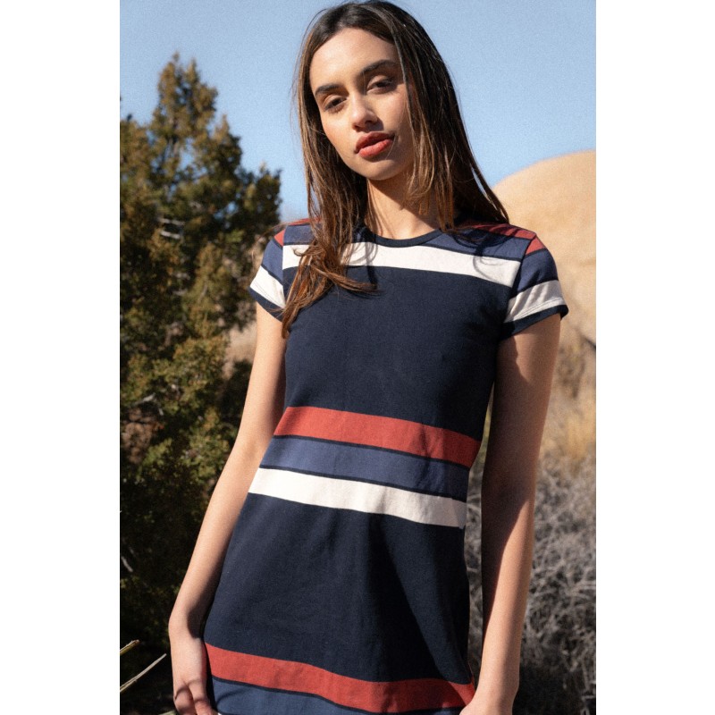 Thumbnail of The T-Shirt Dress Red,blue,white,black) stripe image