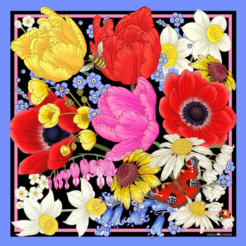 Thumbnail of The Tulip & Daffodil Silk Scarf - L image