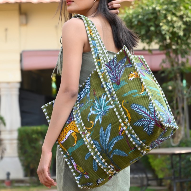 Blue Jungle Glow Tote Bag with Zip main image 1