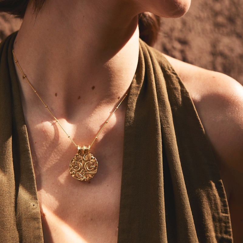 Thumbnail of The Universe Has My Back Necklace In Gold image