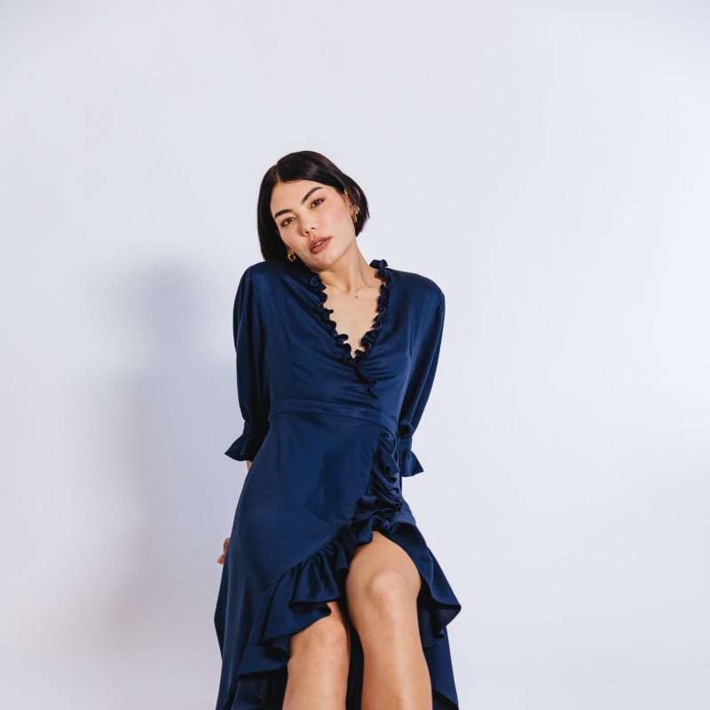 Thumbnail of The Wrap Dress - Blue image