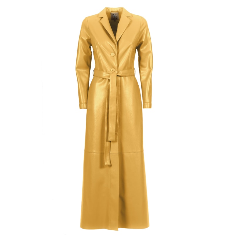 Thumbnail of Yellow Long Button-Up Eco-Leather Trench image