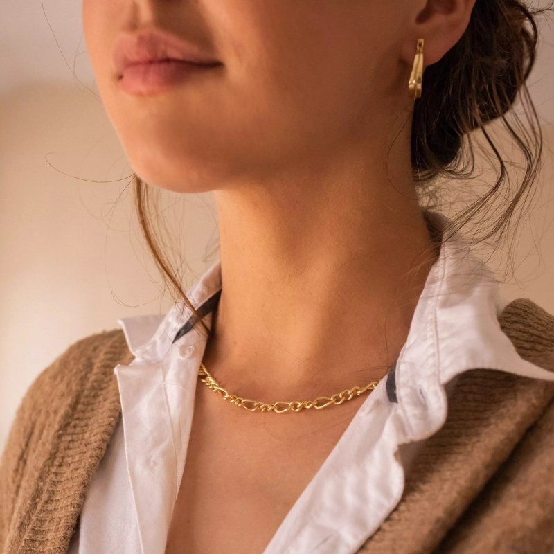 Thick Gold Link Chain Necklace Elk Bloom Wolf Badger