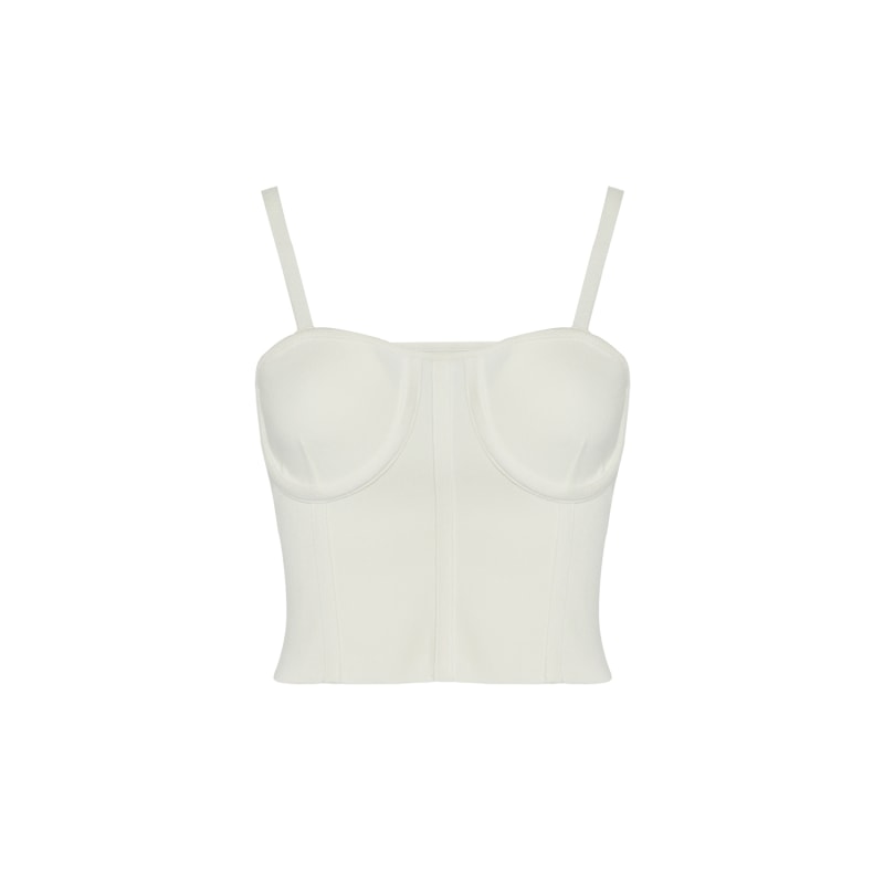 Thins Strapped Ecru Knit Bustier by Rue Les Createurs