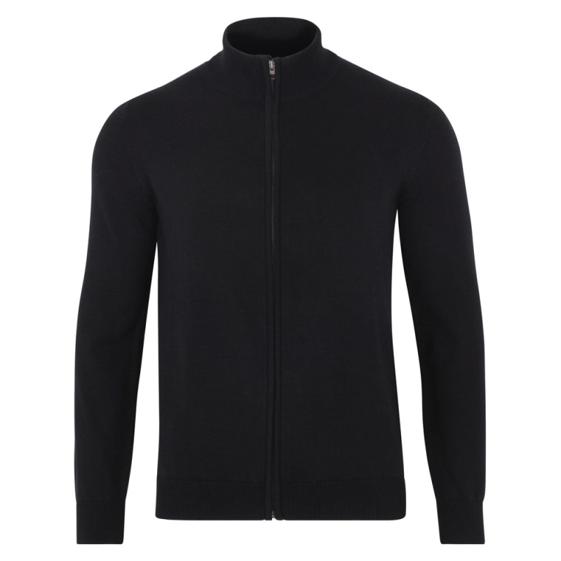 Thumbnail of Mens Lightweight Extra Fine Merino Zip Through Jumper - Black image