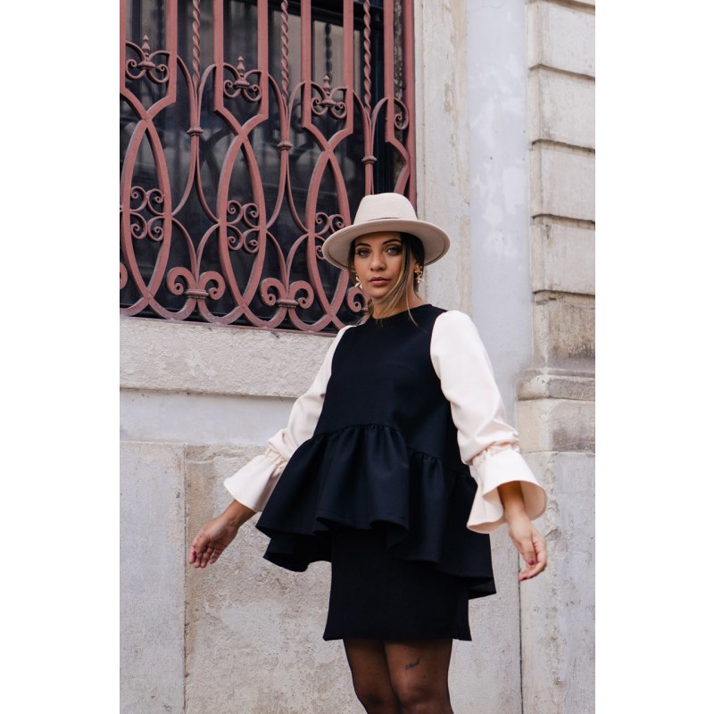 Thumbnail of TíLia - Black & Beige Sweater With Flared Sleeves image