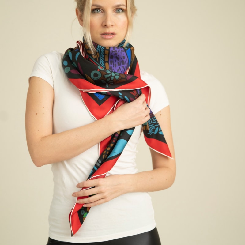 Thumbnail of Silk Scarf With Night Sky Landscape image