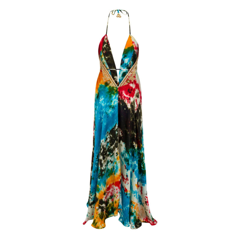 Thumbnail of Tie Dye Gidget Beaded Halter Dress image