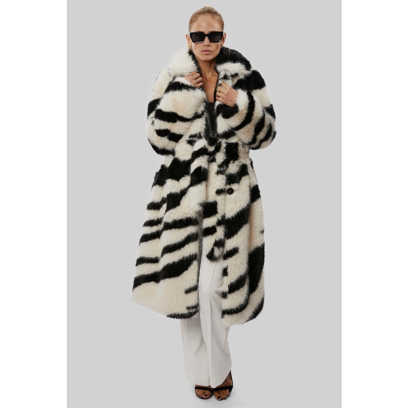 Faux fur tiger coat top
