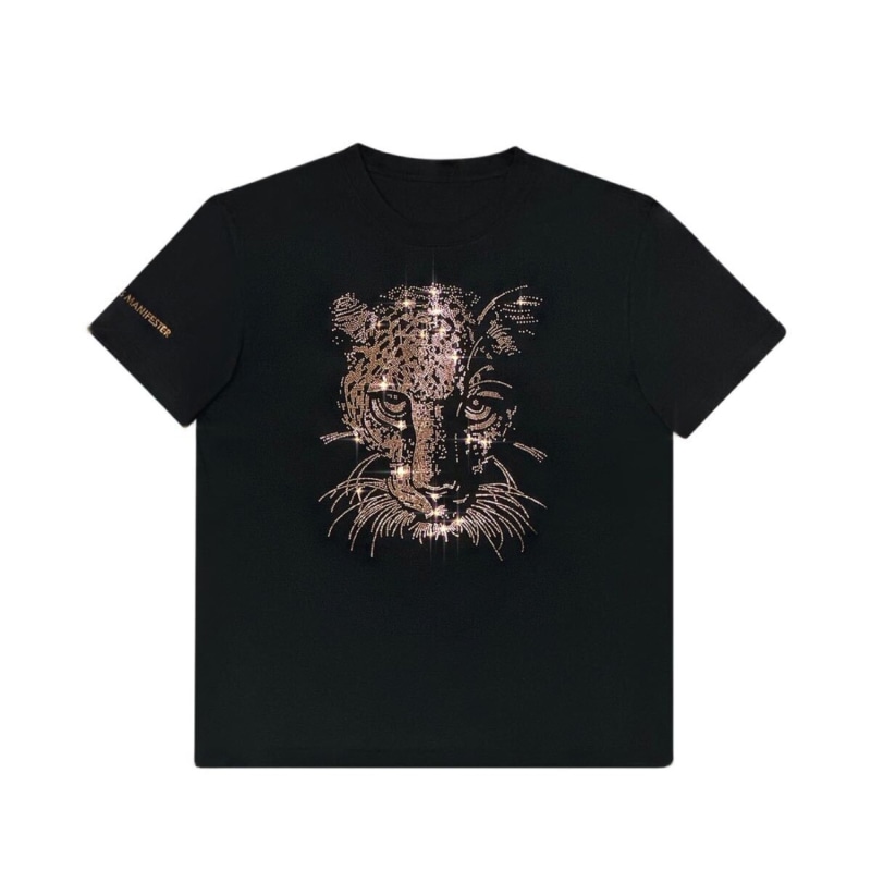 Thumbnail of Tiger - Lucky Fengshui Rhinestoned T-Shirt - Black image