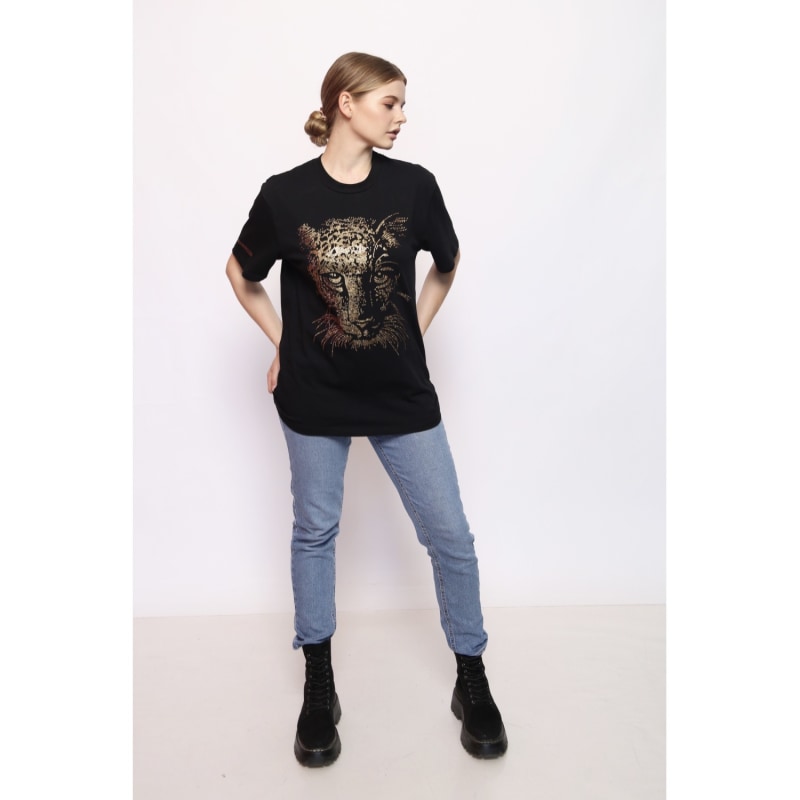 Thumbnail of Tiger - Lucky Fengshui Rhinestoned T-Shirt - Black image