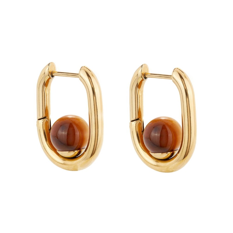 Tiger's Eye Gold Hoops | Ballinger | Wolf & Badger