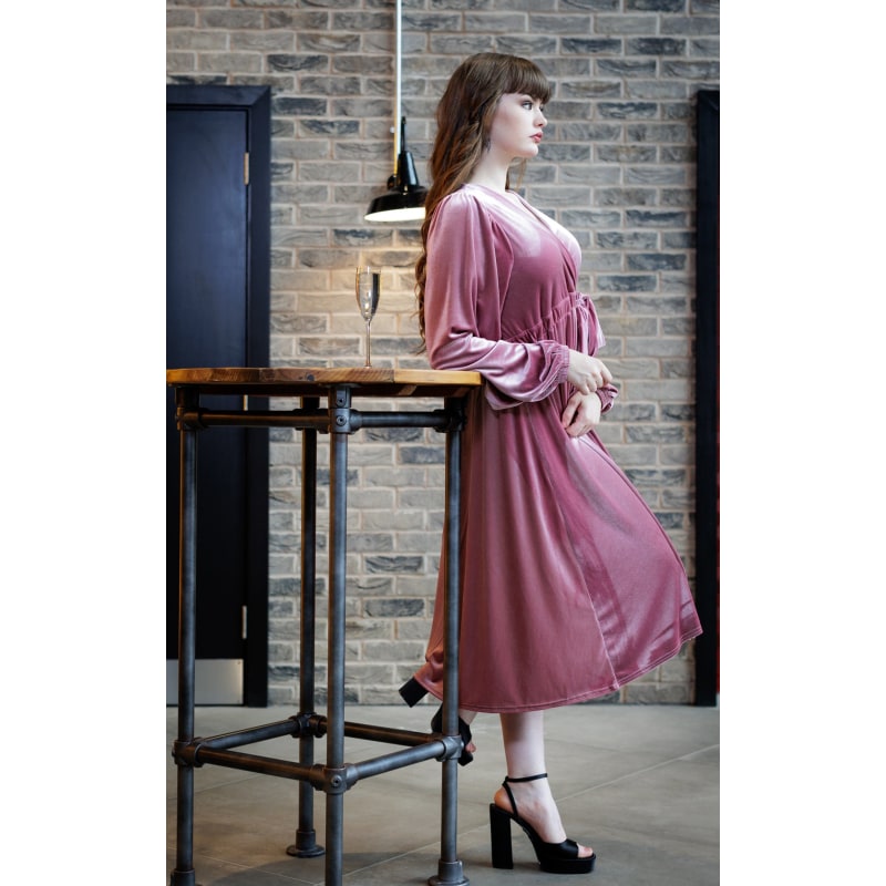 Pink velvet midi dress sale