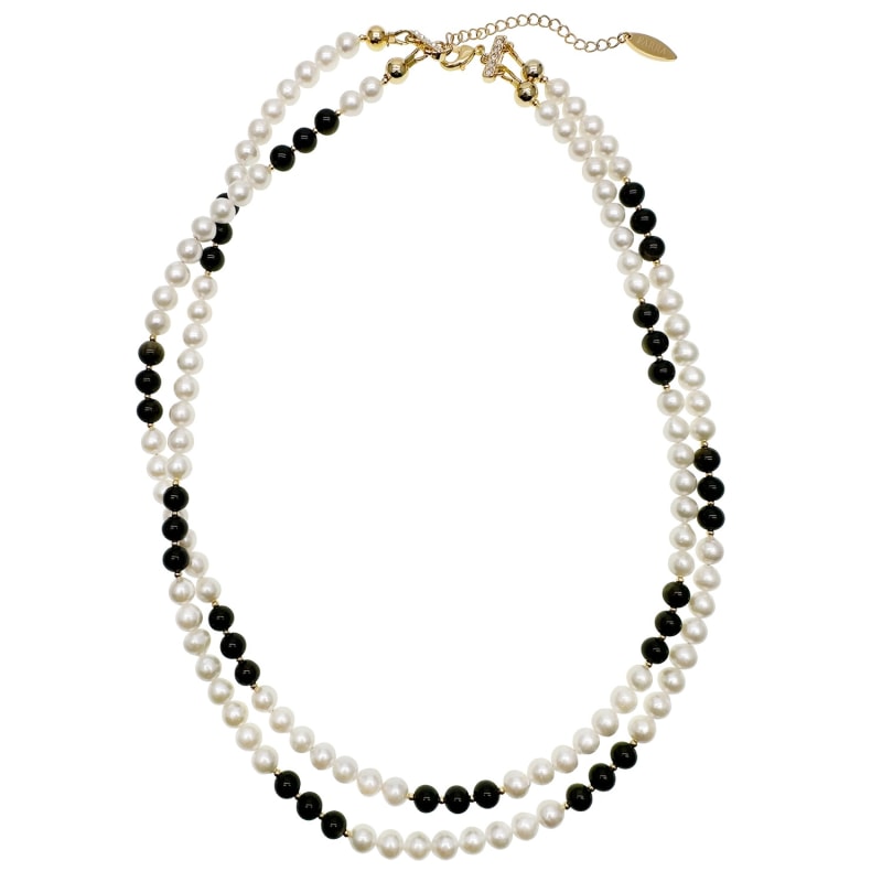 chanel black and white pearls necklace