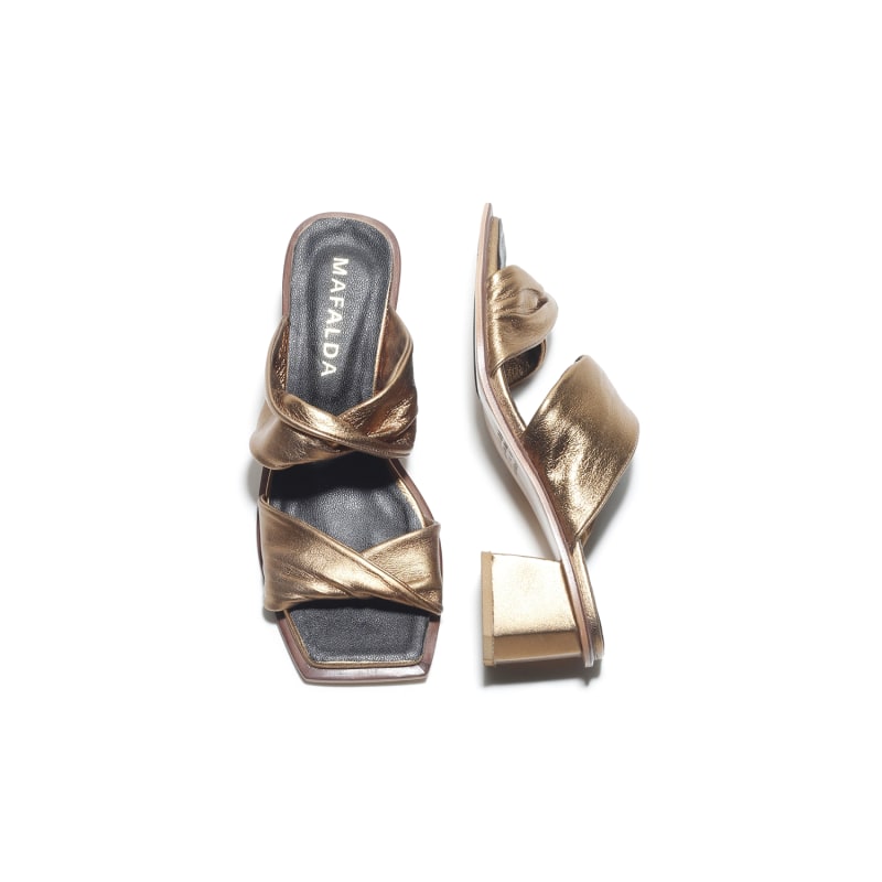 Thumbnail of Tina Low Heel Gold Sandals image