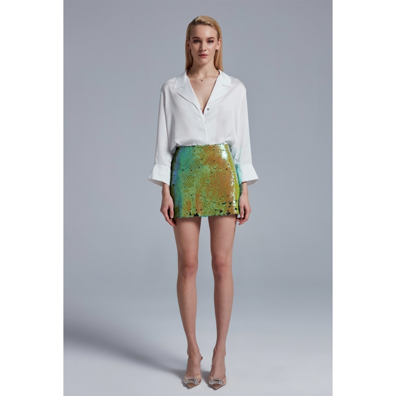 Sequin mini skirt green best sale