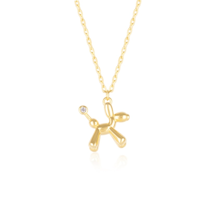 Thumbnail of Balloon Dog Poodle Necklace In Gold image