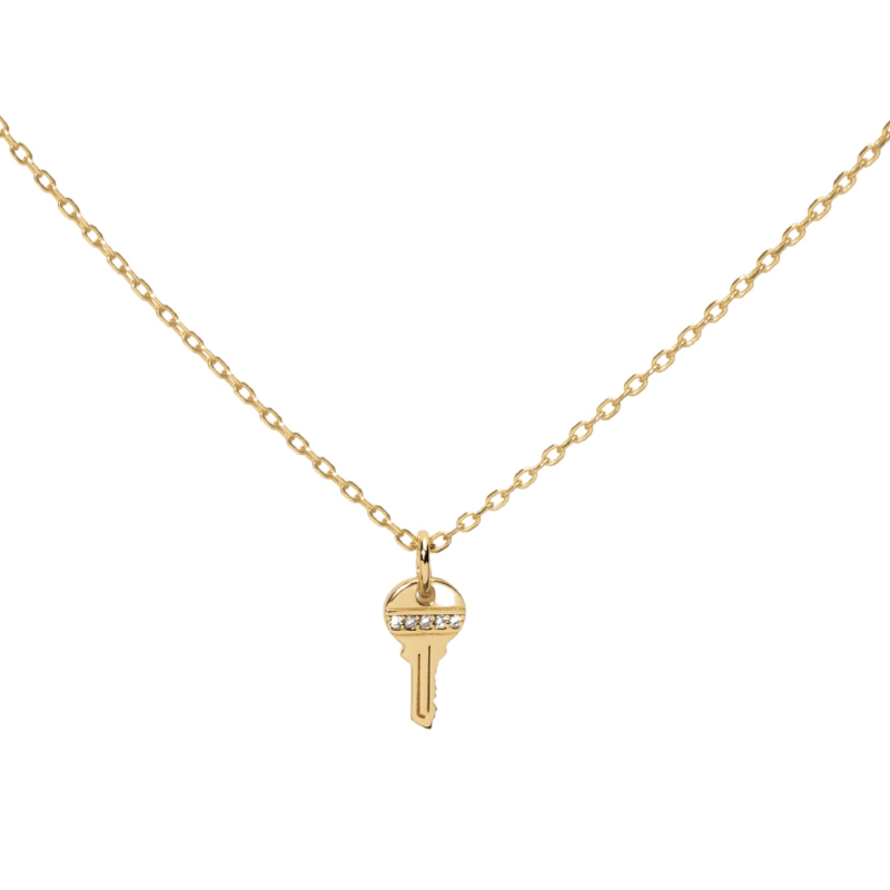 Tiny Key Pendant Necklace Little Sky Stone Wolf Badger