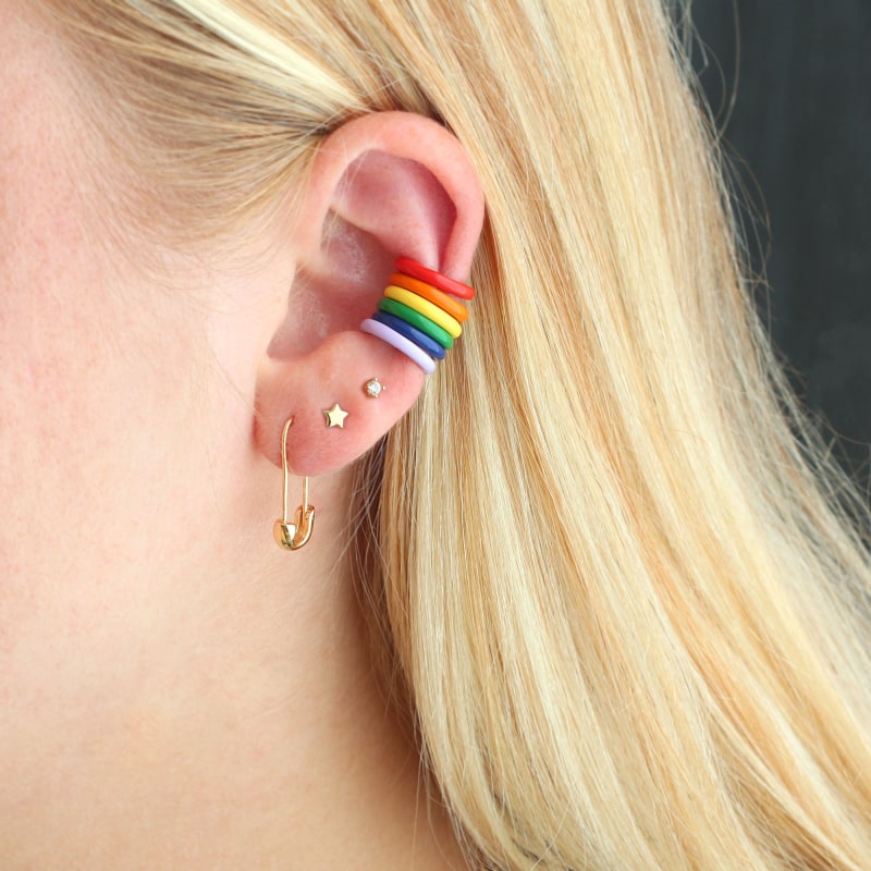 Palette Enamel Ear Cuffs Rainbow Set Kris Nations Wolf Badger