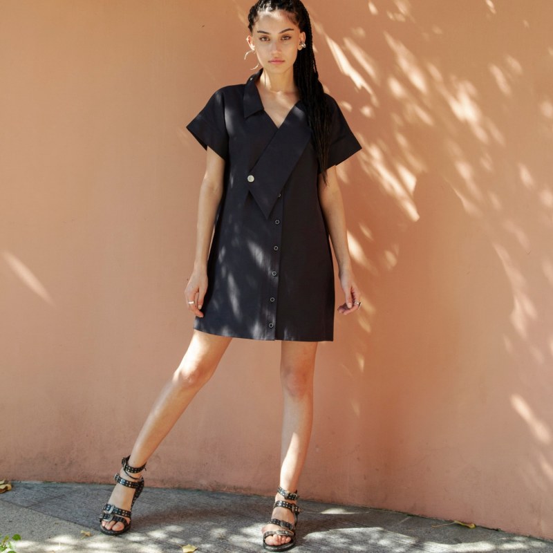 Island Black Shirt Dress by Mirimalist