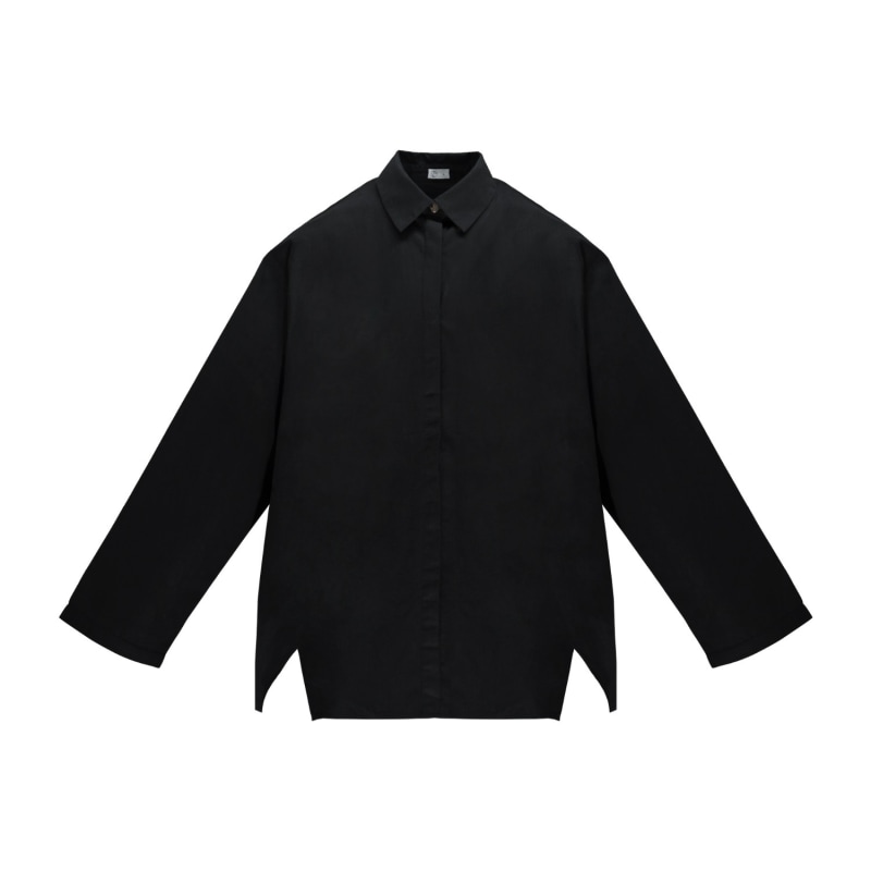 Thumbnail of Budapest Organic Cotton Poplin Oversized Shirt In Eclipse Black image