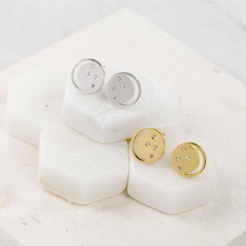 Thumbnail of Gold Eclipse Studs With White Topaz image